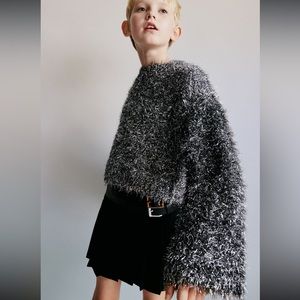 Zara SHINY FAUX FUR SWEATER blogger favorite